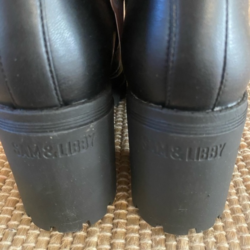 Sam & Libby Black Chunky Heel Boots - Picture 8 of 12